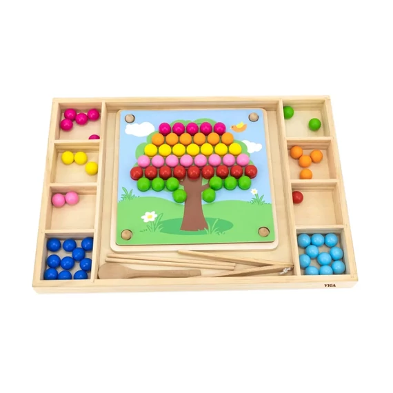 Csipeszes konstrukciós játék-finommotorika fejlesztő Montessori játék-Viga Toys