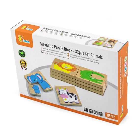 Mágneses fa puzzle - állatok-készségfejlesztő játék-Viga Toys