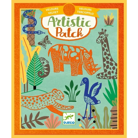 Djeco: Design by Artistic Patch - Bársonyminta készítés - Vadállatok - Collages - Wilderness-kreatív játék