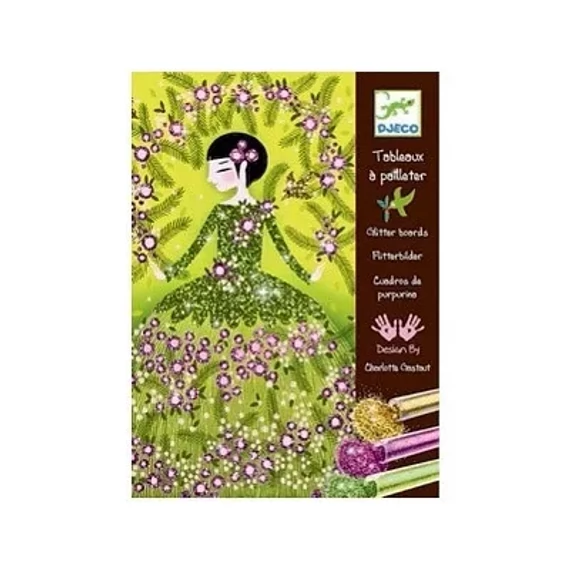 DJECO CSILLÁMKÉP KÉSZÍTŐ - CSILLOGÓ RUHÁK - GLITTER DRESSES-kreatív játék