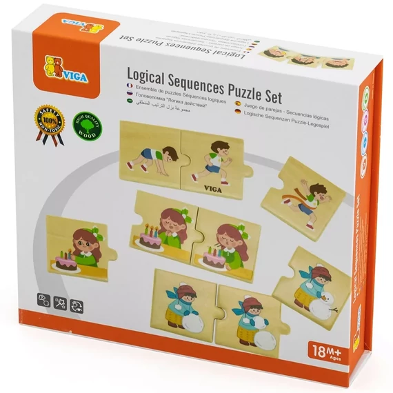 Készségfejlesztő fa puzzle - logikai sorozat-Viga Toys