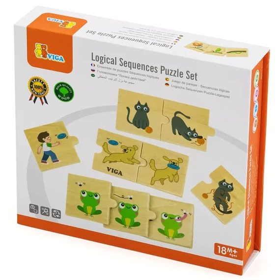 Készségfejlesztő fa puzzle - állatok és a természet-Viga Toys