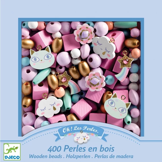 Fagyöngyök - Szivárvány - Wooden beads, Rainbow-finommotorika fejlesztő kreatív játék-Djeco
