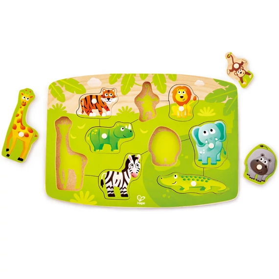 Hape Fogantyús puzzle - vadállatok-készségfejlesztő játék