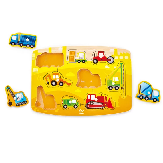 Hape Fogantyús Puzzle - Munkagépek-készségfejlesztő játék