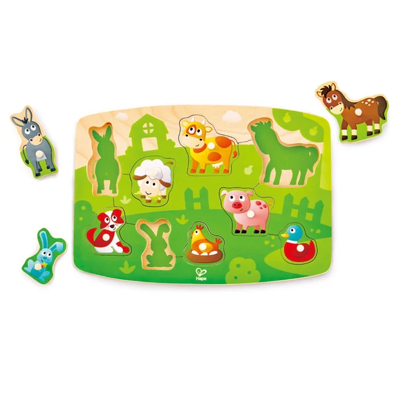 Hape Fogantyús Puzzle - Háziállatok -készségfejlesztő játék