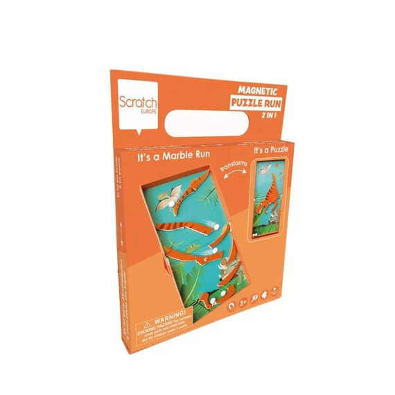 2 az 1-ben mágneses puzzle és golyófuttató játék, dinós Scratch Europe