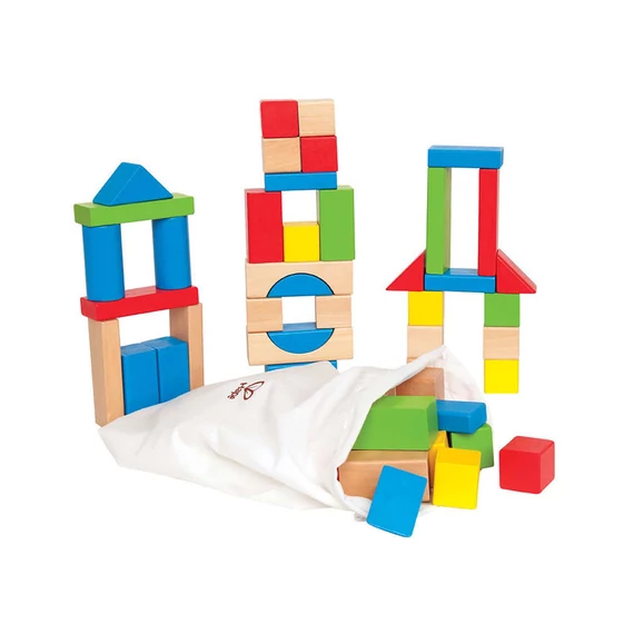 Hape színes építőkockák - 50 db-os készlet -építő/konstruáló játék