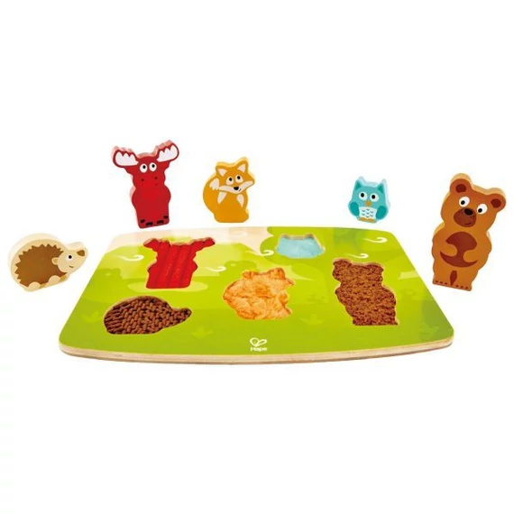 Hape Tapintós puzzle Erdei állatok - Készségfejlesztő játék kicsiknek