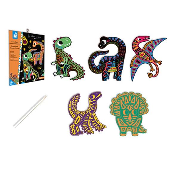 Kivágható képkarcoló szett - Dinoszaurusz - Kreatív játék - Janod