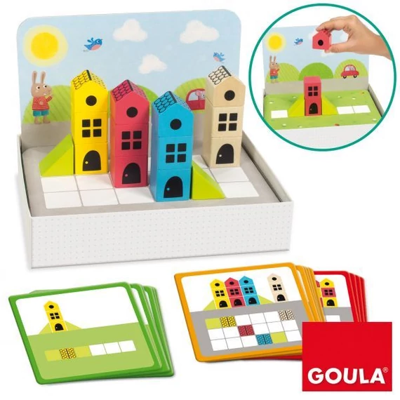 Logikai városépítő - feladatkártyákkal-logika fejlesztő játék-Goula