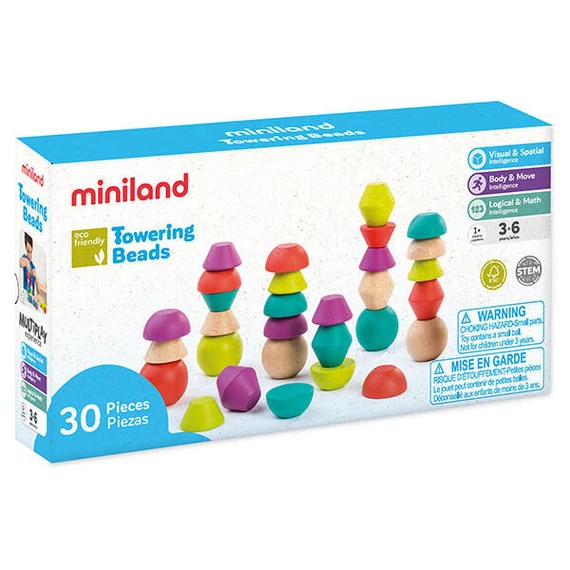 Toronyépítő játék, 30 db-os, MINILAND