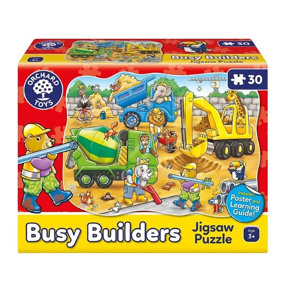 Szorgalmas építők puzzle, 30 db-os (Busy Builders), ORCHARD TOYS-készségfejlesztő játék