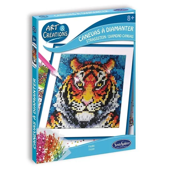Ékköves vászonkép készítő szett, tigris, Sentosphére-kreatív játék